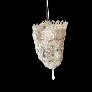 Elegant Beaded Handbag with Green Accents